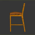 Orange Bar Stool With Woven Textured Legs And Square Padded Seat