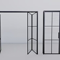 Modern glass sliding door folding door 3d model