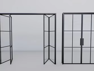 Modern glass sliding door folding door 3d model