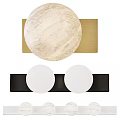 Modern Minimalist Wall Lights With Spherical Marble Texture And Double Round Black Frame Design 3d model