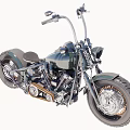 Vintage Custom Motorcycle With Green Fuel Tank Leather Seat And Chrome Wheels