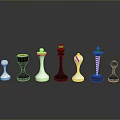Stylish Modern Chess Pieces Featuring White Black Bodies And Gold Accents