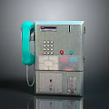 Vintage Public Telephone With Green Handset And Metal Body Design