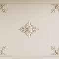 Elegant White Wall Decor With Intricate Relief Patterns And Corner Ornamental Borders 3d model