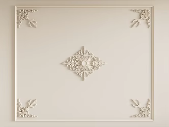 French Gypsum Carved Ceiling Light Plate Corner Angle Flower Gypsum Components 3d model