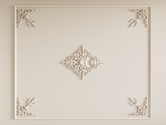 French Gypsum Carved Ceiling Light Plate Corner Angle Flower Gypsum Components 3d model