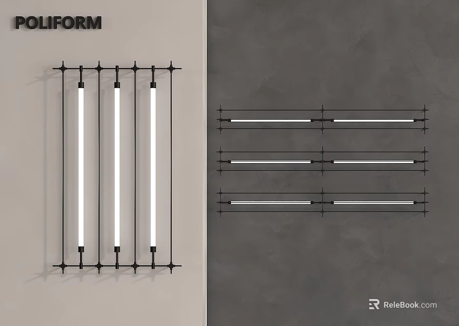 Modern Wall Light Design With Sleek White Light Bars And Black Frame 3d model 