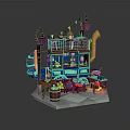 Cartoon Style Food Truck With Colorful Decorations And Lanterns