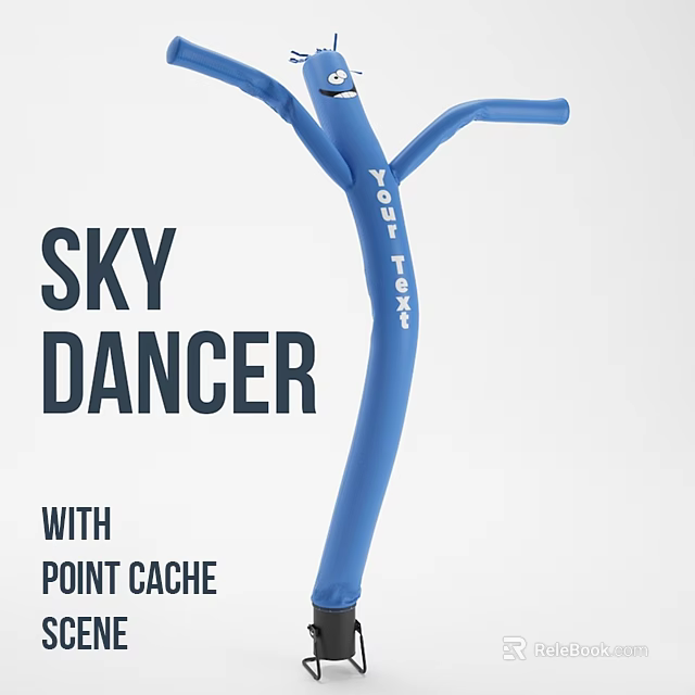 Vibrant Blue Inflatable Sky Dancer Garden Decor For Outdoor Use 3d model 