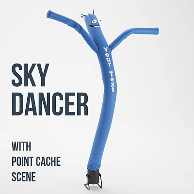 Vibrant Blue Inflatable Sky Dancer Garden Decor For Outdoor Use 3d model