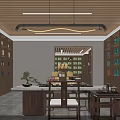 Traditional Chinese Tea Specialty Store With Wooden Decor Display Shelves And Tables