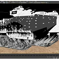 Military Armored Tank With Camouflage Paint Tracks And Exterior On Sandy Terrain