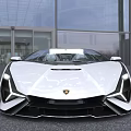 White Lamborghini Convertible Sports Car With Modern Sleek Exterior Design