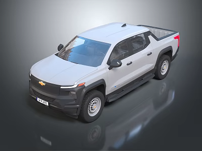 White Chevrolet Pickup Truck With Modern Cab Design Sturdy Bed And Black Wheels 3d model