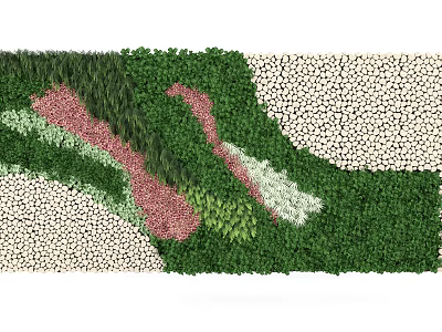 Modern Living Green Plant Wall With Mixed Greenery And Colorful Foliage Design 3d model