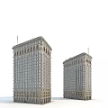 Twin Classical Style Office Buildings With Large Windows And Stone Base