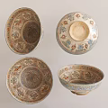 Four Decorative Bowls Dish Set With Intricate Traditional Ceramic Patterns