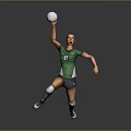 Woman Playing Volleyball In Green Jersey With Number 8 Jumping To Spike
