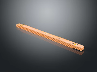 Durable Wooden Ruler with Clear Scale Markings for Accurate Hardware Tool Measurements 3d model