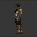 A Man In Warrior Outfit With Yellow Scarf Spiked Gauntlets And Leather Boots
