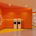 Xueersi Double Teacher School Classroom With Orange Interior Tables Chairs And Screen