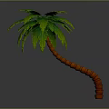 Playful Cartoon Scene With Curved Palm Tree Orange Spiral Trunk And Vibrant Green Leaves