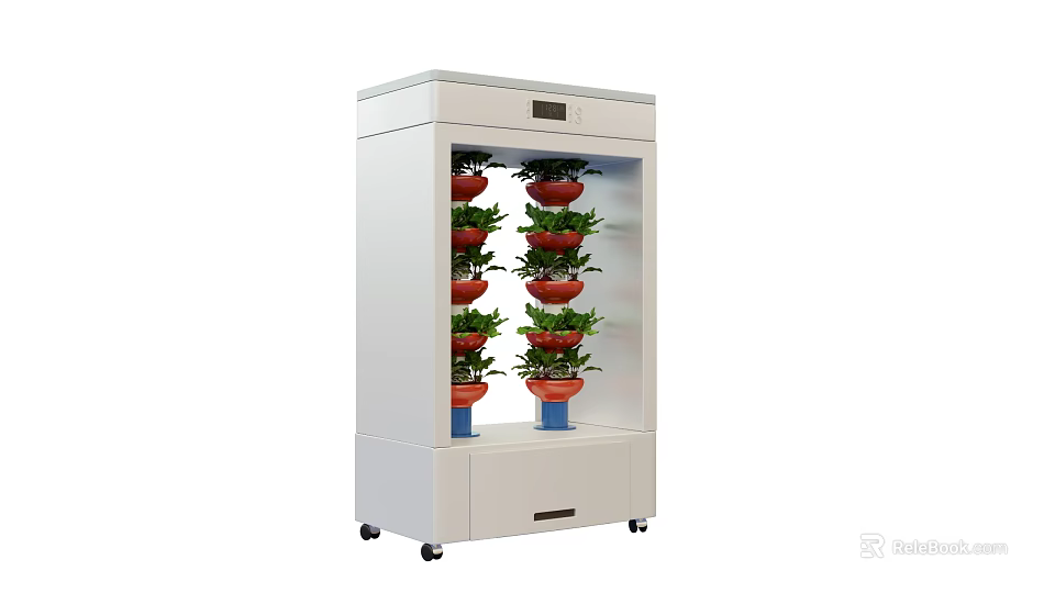 Crops Cultivated in Controlled Indoor Vertical Growing System Featuring Multiple Layers and White Design 3d model