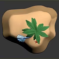 Small Island Scene With Palm Tree Red Haired Figure Blue Tail And Red Star