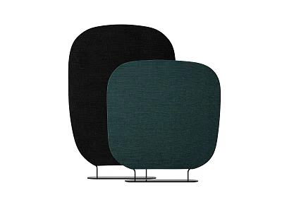 Modern Fabric Room Dividers In Black And Dark Green With Metal Stands 3d model