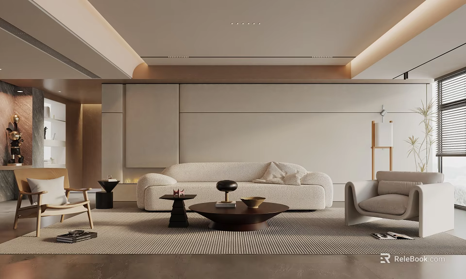 Modern Living Room Interior With Open Plan Layout Sofa And Coffee Table 3d model 
