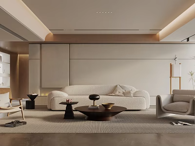 Modern Living Room Interior With Open Plan Layout Sofa And Coffee Table 3d model