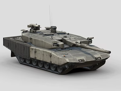 Modern Gray Armored Main Battle Tank With Turret Cannon And Tracks 3d model
