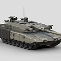 Modern Gray Armored Main Battle Tank With Turret Cannon And Tracks