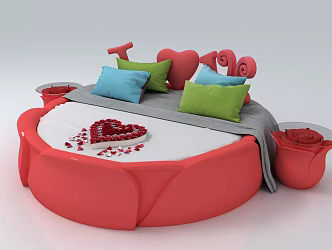Modern Round Bed Rose Bed 3d model