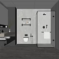 Modern Bathroom Interior Design With Double Vanity Mirror Plant And Glass Shower Enclosure