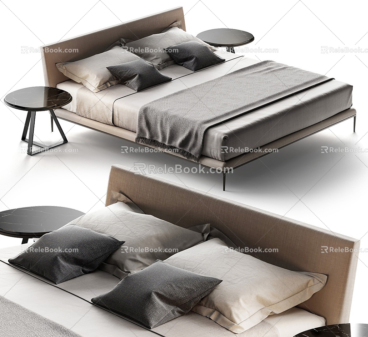 Double Bed Fabric Double Bed 3d model