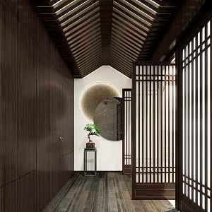 New Chinese Entrance Villa Entrance 3d model