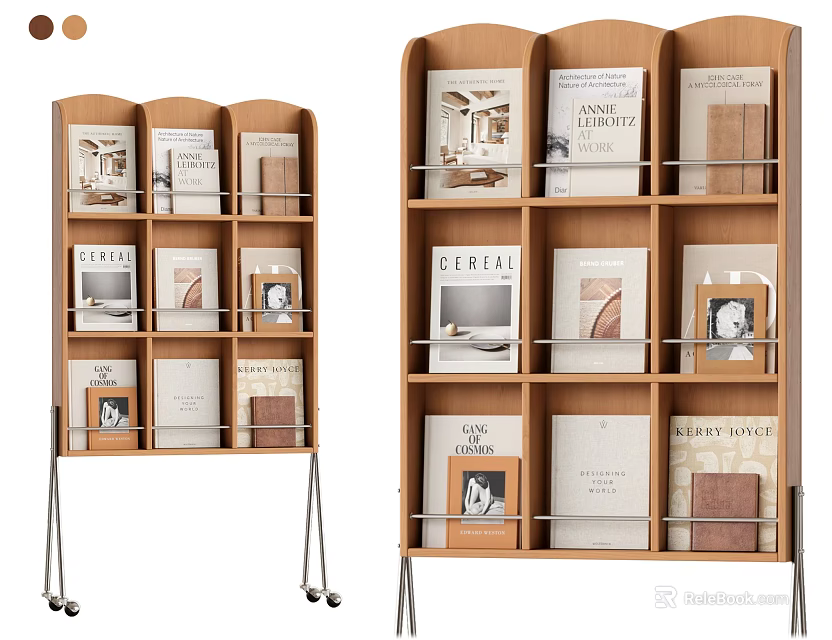 Modern Wooden Bookshelf With Multiple Compartments For Books And Decorative Items 3d model 