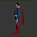 Man Wearing Superhero Costume With Blue Red Suit S Symbol And Red Cape