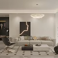 Soft Cream Tone Modern Open Plan Living And Dining Room Cozy Home Interior Design