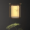 Chinese Style Wooden Chandelier With Bamboo Pattern And Gold Frame Design