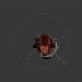 Red Brown Creature Head With Spiked Metal Collar And Chain Against Dark Background