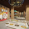 Restaurant Interior With Colorful Ceiling Design Wooden Stalls And Traditional Decorations