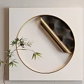 Two Abstract Paintings With Circular Gold Elements On White And Black Backgrounds For Home Decor