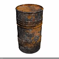Rusted Metal Barrel For Hardware Tools Storage With Black Yellow Rust Texture 3d model