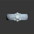Exquisite Silver Ring Featuring Large Central Gemstone And Small Decorative Stones 3d model