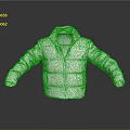 White Puffer Jacket With Stand Collar Long Sleeves And Padded Design 3d model