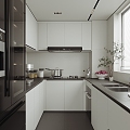 Modern Kitchen Cabinet Hanging Cabinet Kitchen Supplies Range Hood Oven 3d model