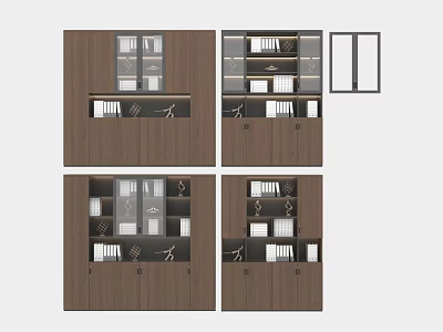 Modern Wooden Filing Cabinets With Glass Doors And Office Storage Solutions 3d model