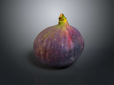 Fresh Ripe Fig with Purple Red Green Glossy Skin on Dark Background 3d model